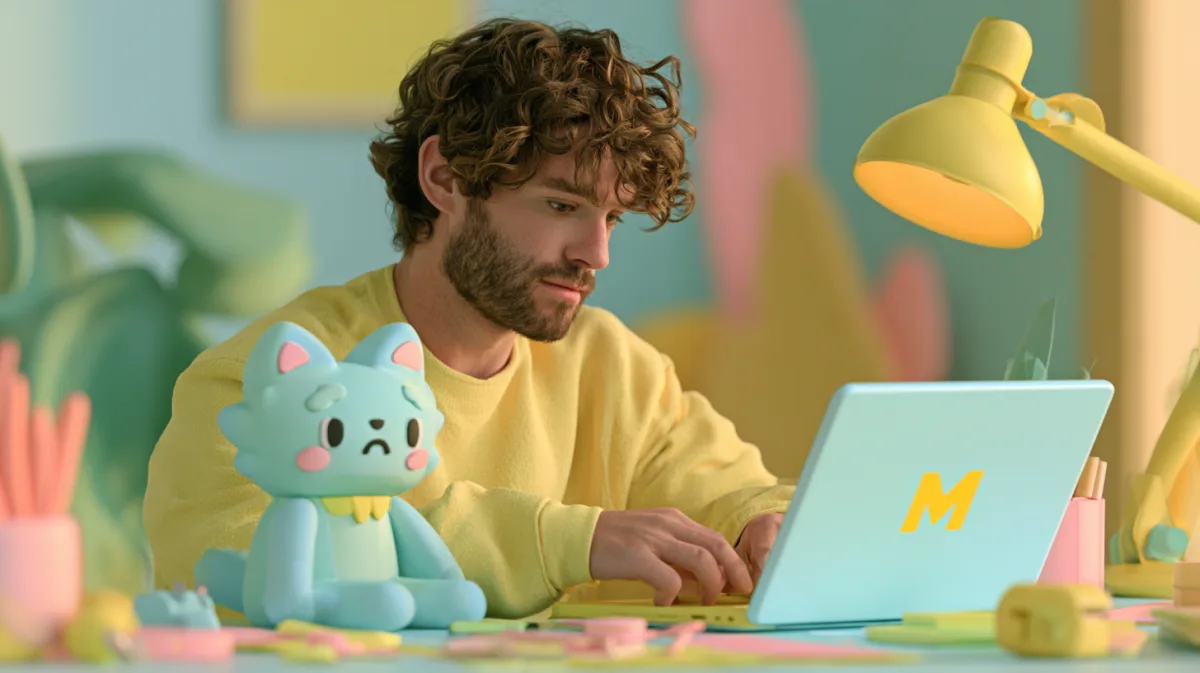 A Zaffreai developer working at a laptop in the Runcorn studio