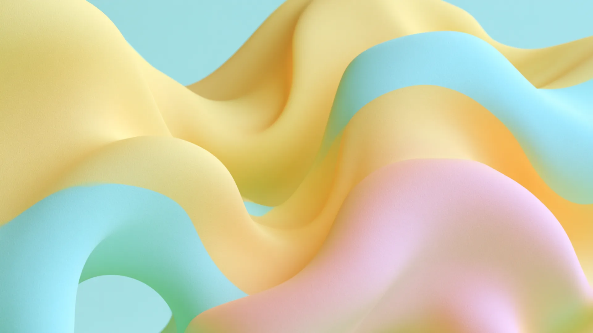 Pastel three-dimensional waves in yellow, mint and pink from the Zaffreai brand illustration set