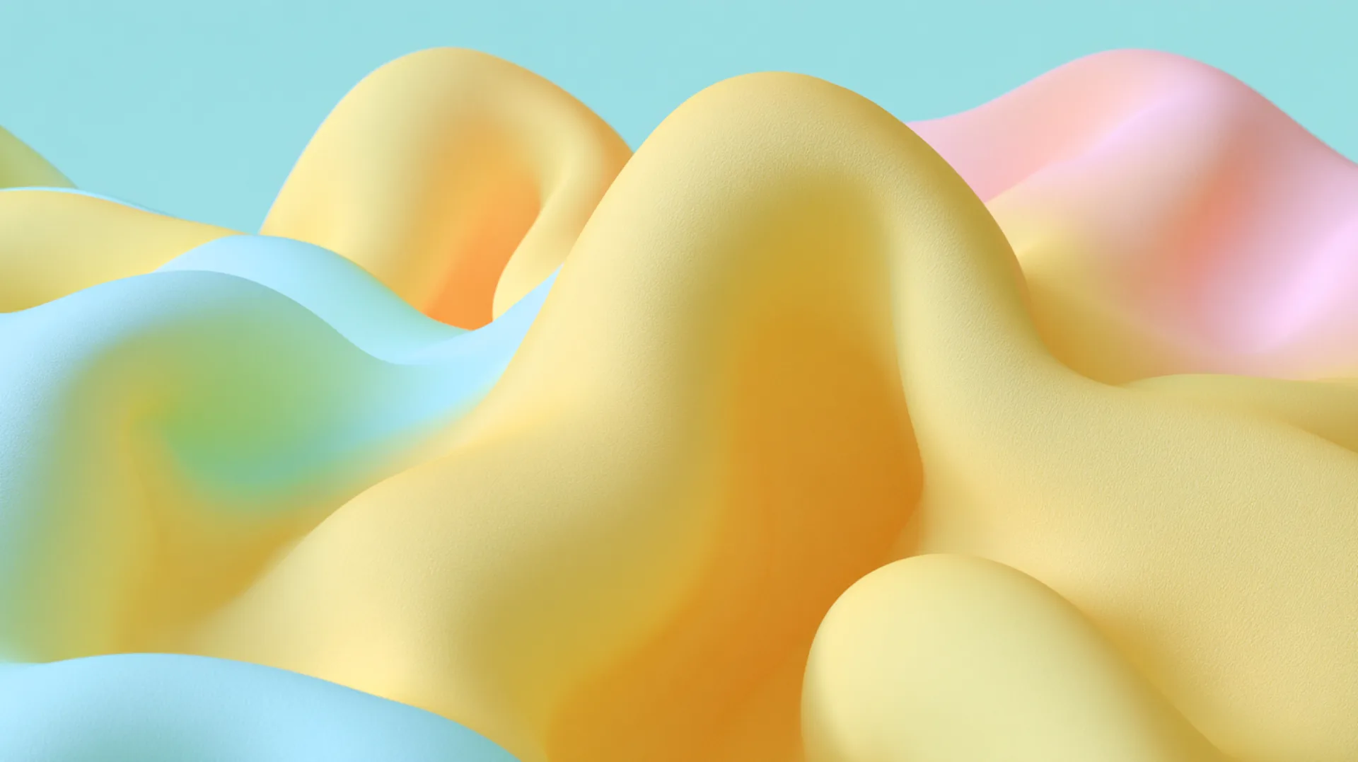 Pastel three-dimensional forms in yellow and mint from the Zaffreai brand illustration set